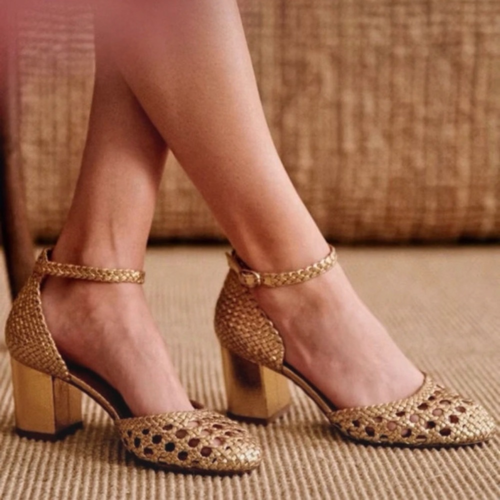 Sezane Emmanuelle gold sandals shoes heels